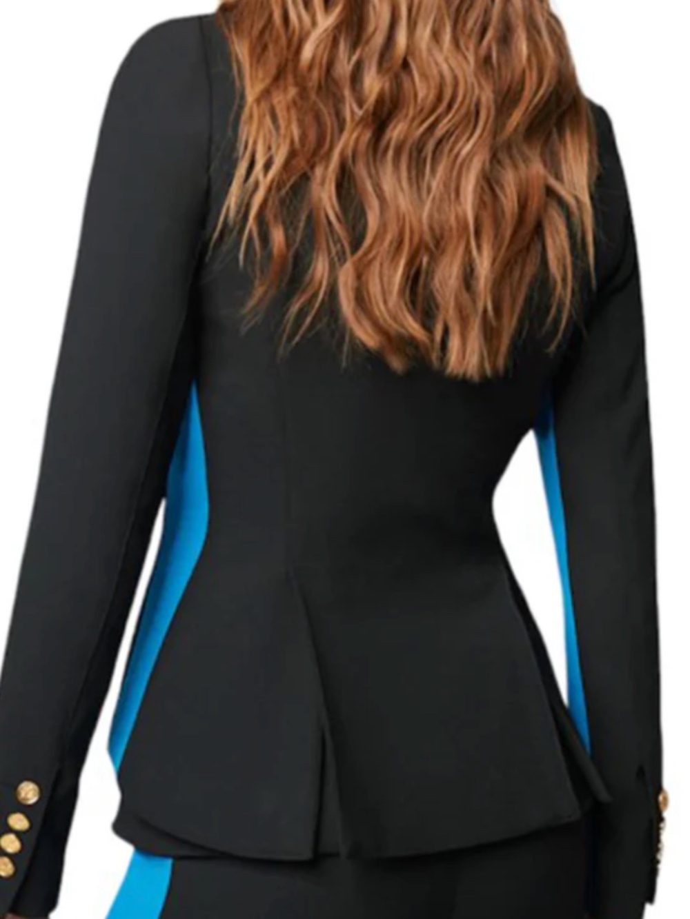 Smythe  one button Black  Tuxedo Blazer with Blue Sleeve Stripes - Picture 3 of 11